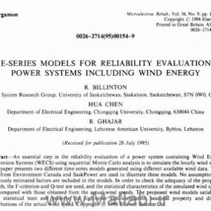 TIME-SERIES MODELS FOR RELIABILITY EVALUATION OF POWER SYSTEMS INCLUDING WIND ENERGY